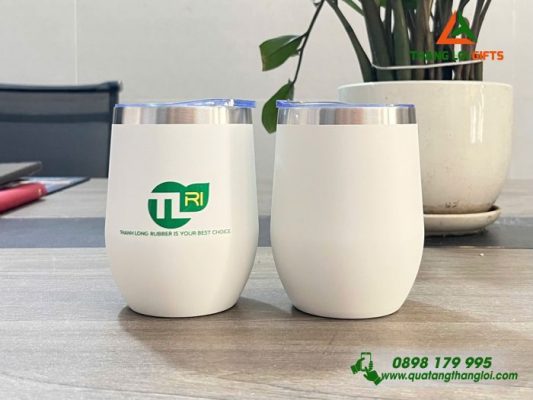 Ly Giữ Nhiệt 350ml Màu Trắng – In Logo Doanh Nghiệp Thanh Long