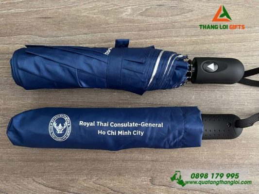 Ô Dù Cầm Tay Gập 3 Màu Xanh – In Logo Doanh Nghiệp Royal Thai