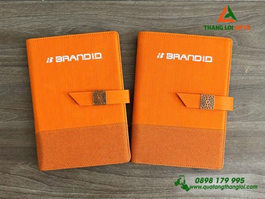 Sổ Tay Bìa Còng Màu Cam – In Logo Doanh Nghiệp BRAND ID