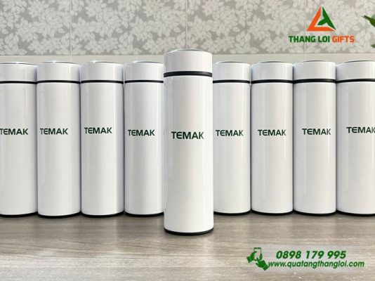 Bình Giữ Nhiệt 500ml Màu Trắng - In Logo Doanh Nghiệp TEMAK