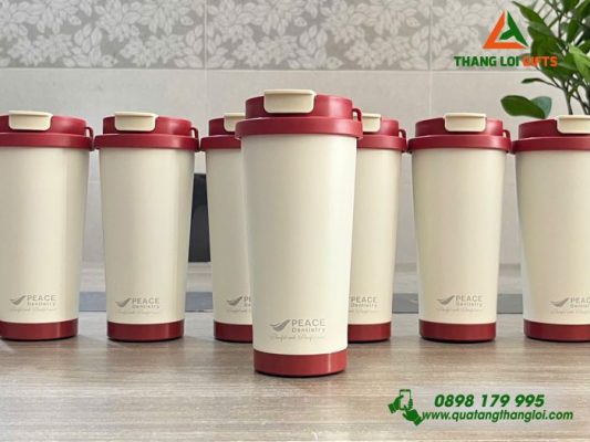 Ly Giữ Nhiệt 530ml Màu Đỏ - Khắc Logo Nha Khoa Peace Dentistry
