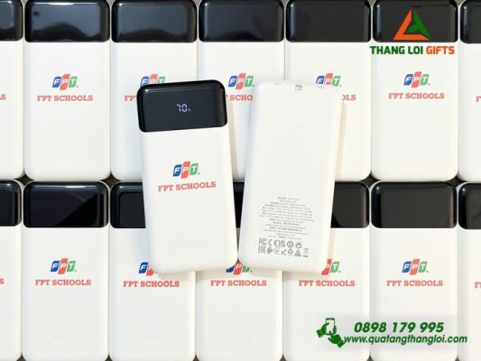 Pin Sạc Dự Phòng Hoco 10.000mAh Màu Trắng - In Logo Trường FPT