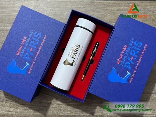 Set Quà Tặng (Bình+Bút) - In Khắc Logo Bệnh Viện Răng Hàm Mặt Paris