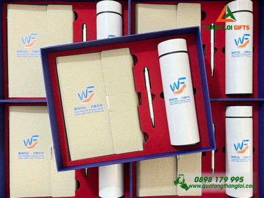 Bộ Quà Tặng (Sổ+Bình+Bút) - In Khắc Logo Doanh Nghiệp Vạn Phước
