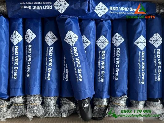 Ô Dù Cầm Tay Màu Xanh – In Logo Doanh Nghiệp R&D VPIC Group