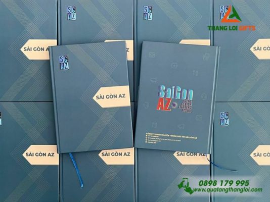 Sổ Tay Dán Gáy Màu Xanh – In Logo Doanh Nghiệp Sài Gòn AZ