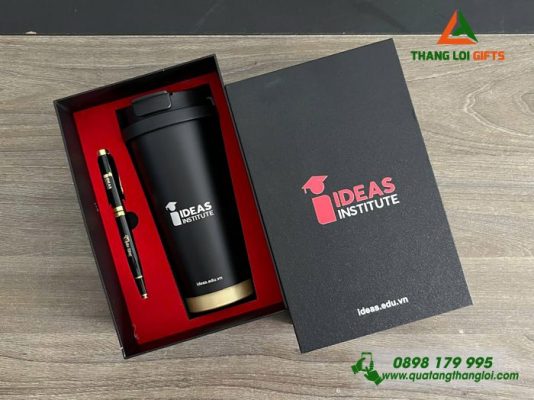 Combo Quà Tặng (Ly+Bút) - In Khắc Logo Doanh Nghiệp IDEAS