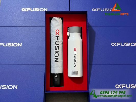 Set Quà Tặng (Ô Dù+Bình Lock&Lock) - In Logo Thương Hiệu FUSION