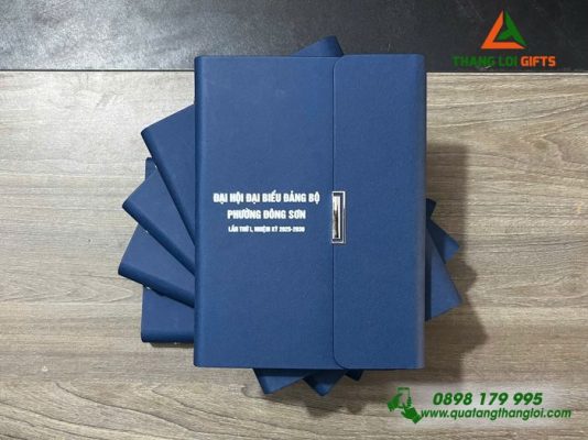Sổ Tay Bìa Còng Gập 3 - In Tên Đại Hội Đảng Bộ Phường Đông Sơn