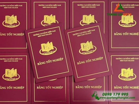 Bìa Đựng Bằng Tốt Nghiệp – Ép Kim Logo Trường Cao Đẳng Miền Nam