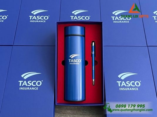 Bộ Quà Tặng (Bình+Bút) - In Khắc Logo Công Ty Bảo Hiểm Tasco