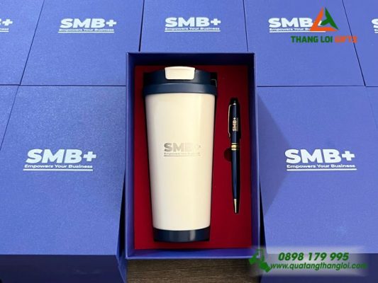 Combo Quà Tặng (Ly+Bút) - In Khắc Logo Doanh Nghiệp SMB+