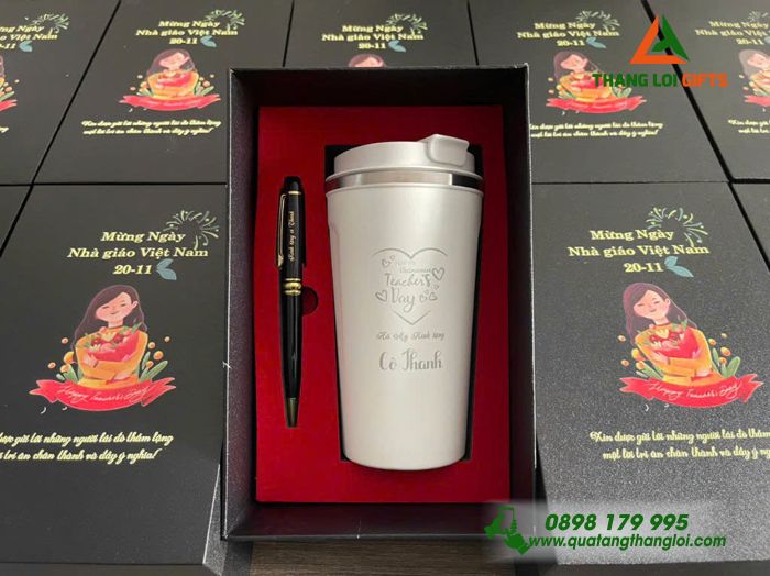 GST 87 – Set Quà Tặng (Ly Giữ Nhiệt 510ml + Bút Ký) - In Ấn Logo Theo Yêu Cầu