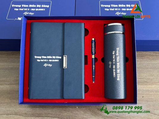 Set Quà Tặng (Sổ+Bình+Bút) - In Khắc Tên Trung Tâm Điều Độ Cảng