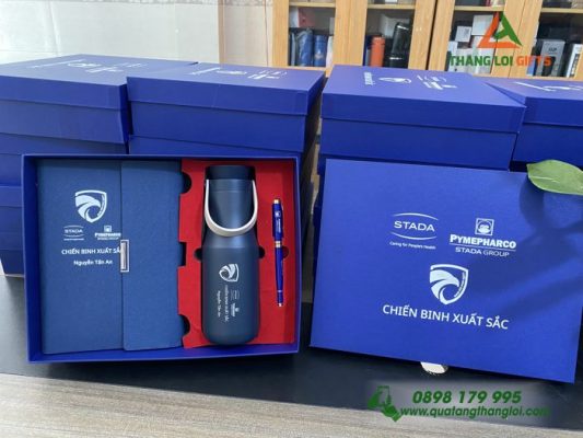 Set Quà Tặng Cao Cấp (Sổ+Bình Lock+Bút) In Khắc Logo Doanh Nghiệp STADA PYMEPHARCO
