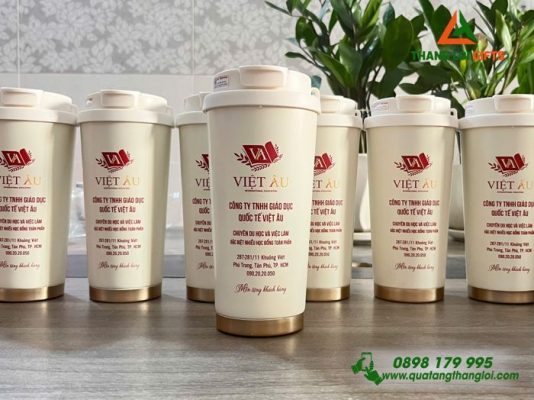 Ly Giữ Nhiệt 530ml In Logo Công Ty Giáo Dục Quốc Tế Việt Âu