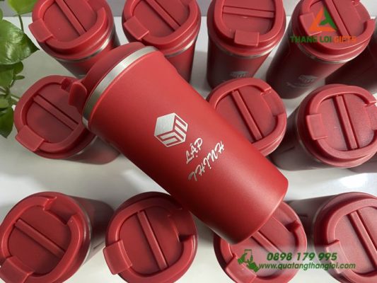 Ly Giữ Nhiệt 510ml Màu Đỏ Khắc Logo Doanh Nghiệp Lập Thịnh