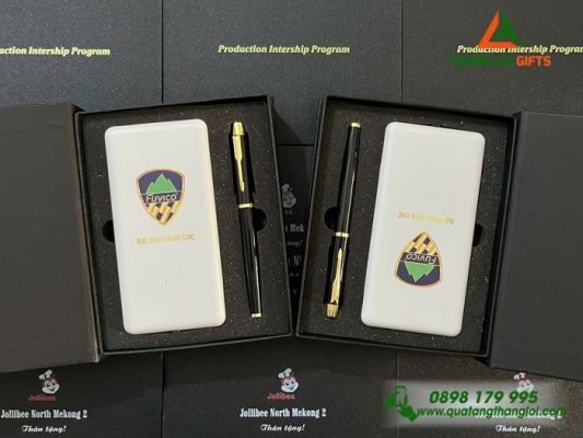 Bộ Quà Tặng (Pin Sạc Xiaomi+Bút Ký Parker) In Khắc Logo Doanh Nghiệp Địa Phúc Vĩnh CNC