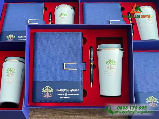 Set Quà Tặng (Sổ+Ly+Bút) In Khắc Logo Sài Gòn Cần Giờ Resort