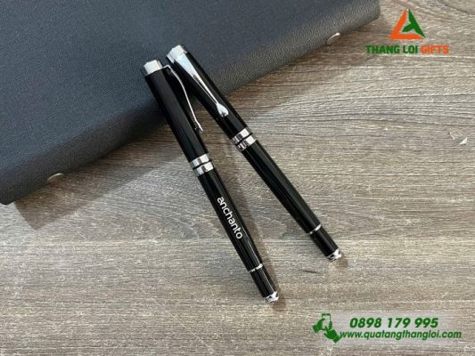 Bút Ký Kim Loại Màu Đen Khắc Logo Doanh Nghiệp Anchanto