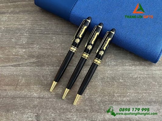 Bút Ký Kim Loại Xoay Màu Đen Khắc Logo Trường THPT Trần Hưng Đạo
