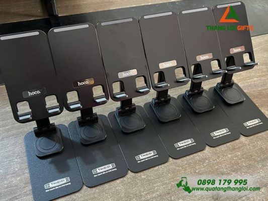 Giá Đỡ Điện Thoại Hoco Màu Đen Khắc Logo Doanh Nghiệp Thibidi