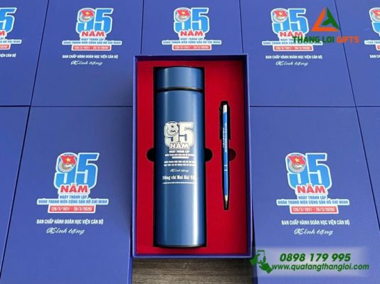Combo Quà Tặng (Bình+Bút) In Khắc Logo 95 Năm Thành Lập Đoàn Thanh Niên