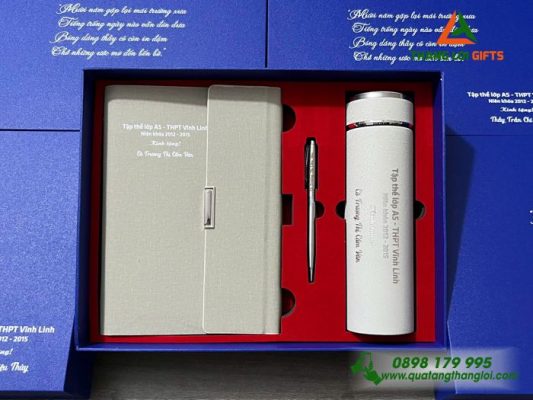 Giftset (Sổ+Bình+Bút) In Khắc Nội Dung Tri Ân Thầy Cô Làm Quà Tặng