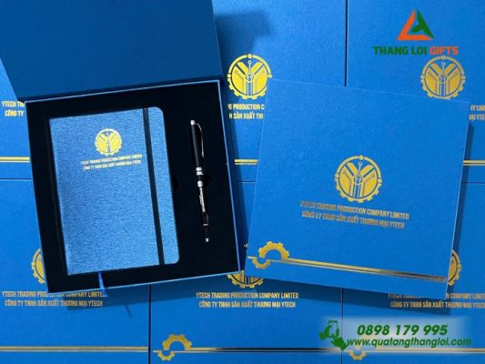 Combo Quà Tặng (Sổ+Bút) In Khắc Logo Doanh Nghiệp Y TECH Làm Quà Tặng