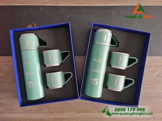 Bộ Bình Giữ Nhiệt 2 Cốc Khắc Logo Doanh Nghiệp BOE