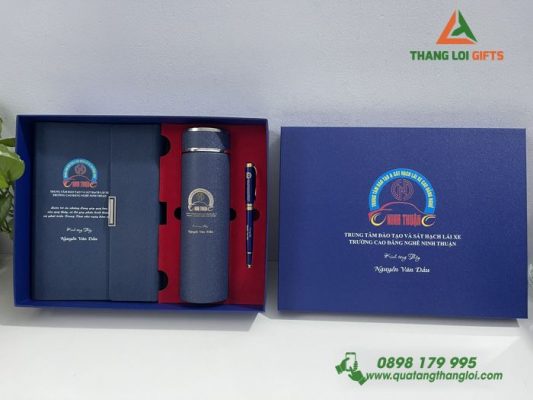 Giftset (Sổ+Bình+Bút) In Khắc Logo Trường Cao Đẳng Nghề Ninh Thuận