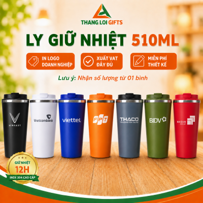 Ly Giữ Nhiệt 510ml In Khắc Logo Theo Yêu Cầu Làm Quà Tặng